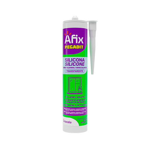 AFIX VIDRIO Y ALUMINIO SILICONA ACETICA TRANSP. 280ML/267G - Caja de 12