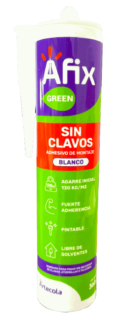 (NC) AFIX GREEN SIN CLAVOS BLANCO 360 G. - Caja de 12