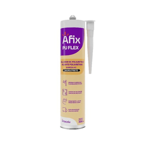 [2402030234] AFIX PU FLEX NEGRO x 300 ML - Caja de 12