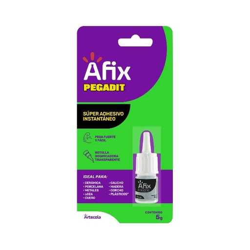 [2402030238] AFIX PEGADIT SUPER ADHESIVO INSTANTÁNEO TRASLÚCIDO - BOTELLA 5 G. - Caja de 12
