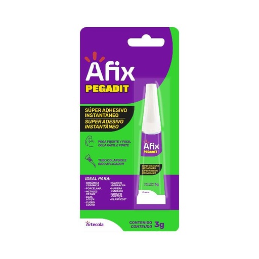 [2402030239] AFIX PEGADIT SUPER ADHESIVO INSTANTANEO TRASLUCIDO x 3G - Caja de 12
